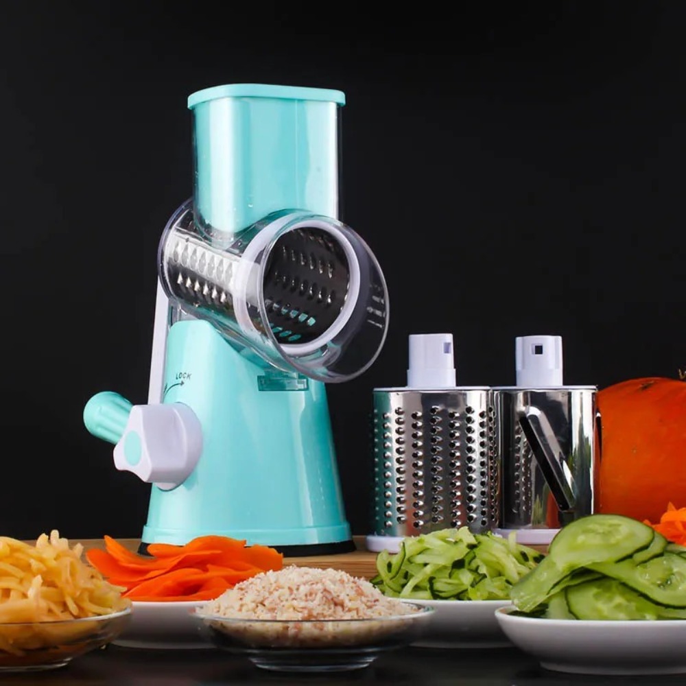 Cheese Grater Box - Pemotong makanan putar 3-in-1, pencacah parutan