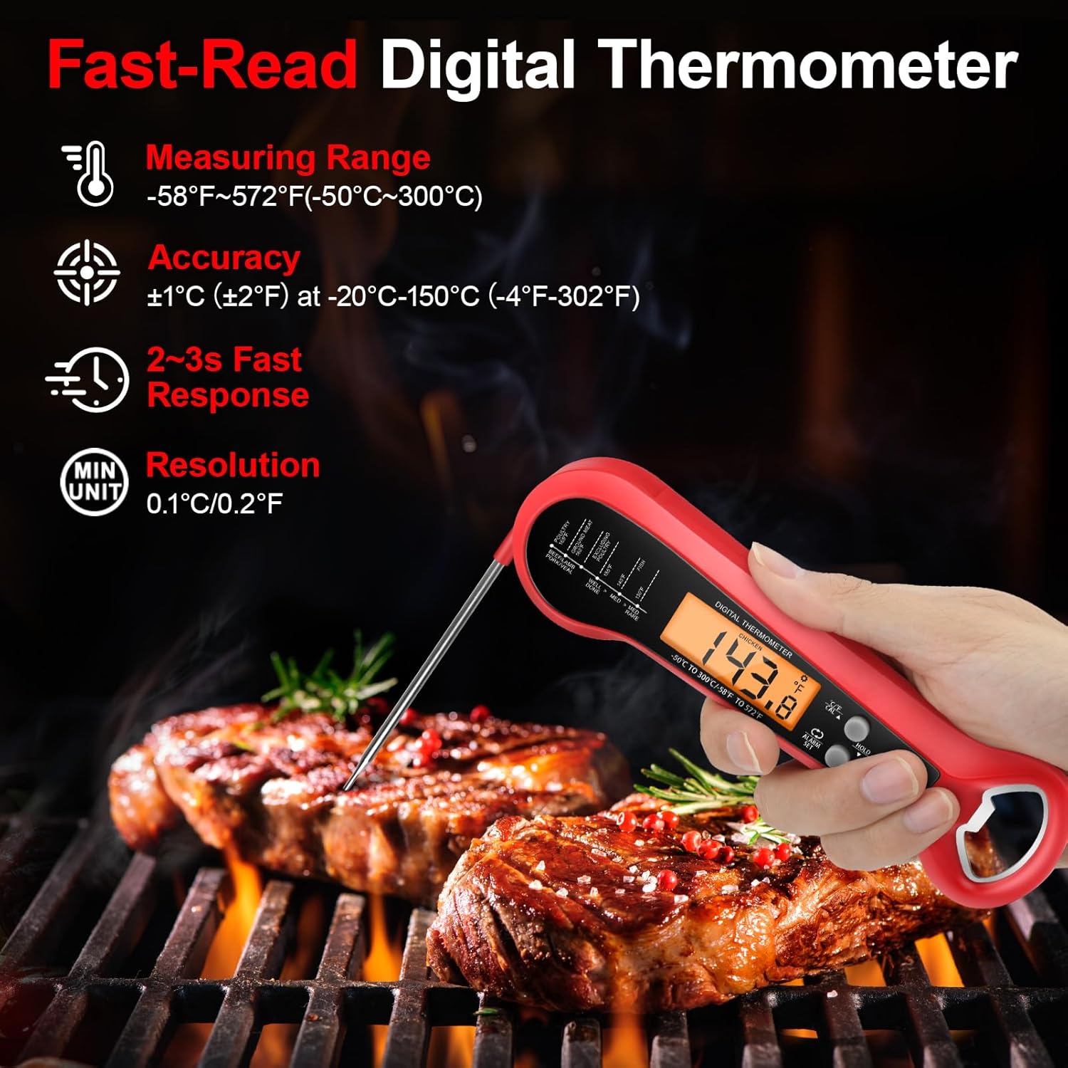 Meat Thermometer - Termometer Daging Digital Profesional Tahan Air