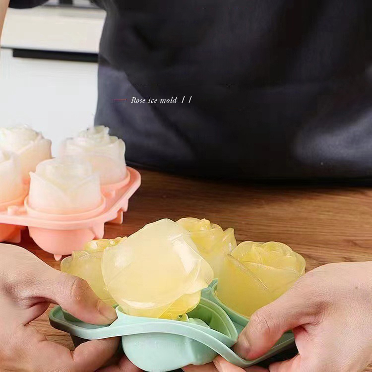 Cetakan es mawar 3D 4 lubang b - Kitchen Handy Gadgets ulasan dan harga